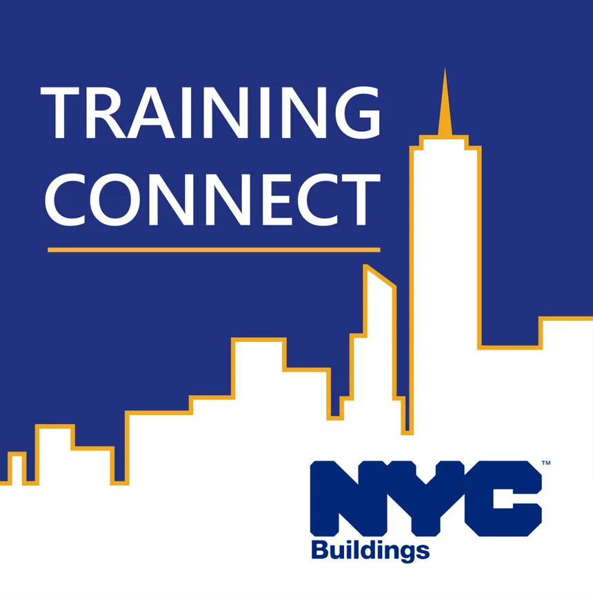 NYC DOB Training Connect logo with New York City skyline silhouette and NYC Buildings Department branding