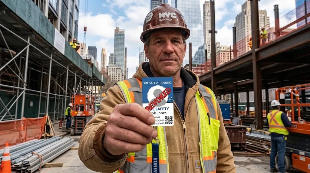 NYC construction worker with a Site Safety Training (SST) card